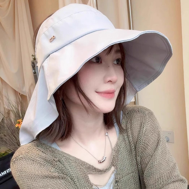 披肩一体遮阳帽子女款夏季户外出游大帽檐防紫外线百搭透气防晒帽