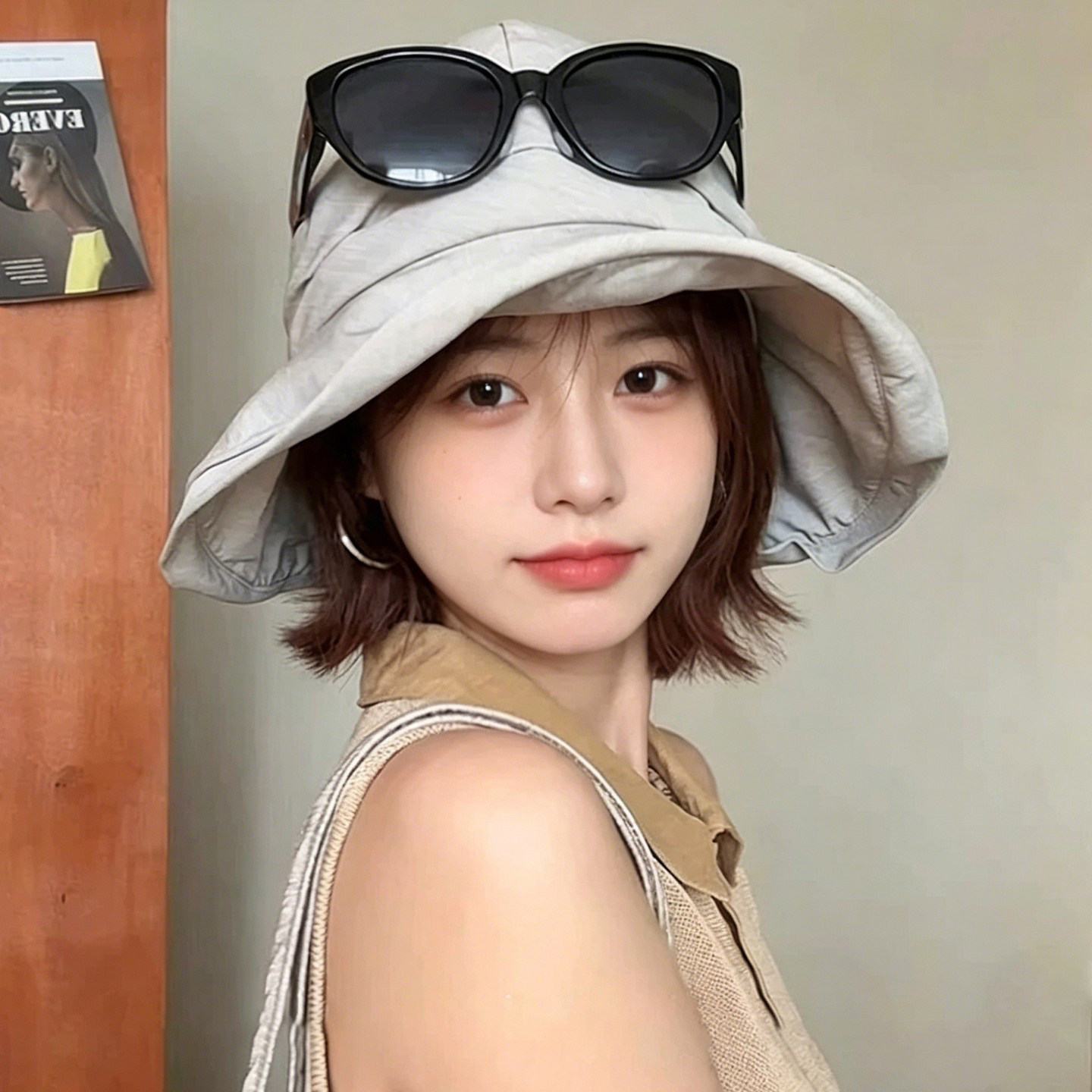 褶皱慵懒风轻薄透气帽子女款2026夏季新款大檐遮阳帽显脸小防晒帽