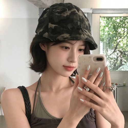 夏季薄款透气复古迷彩显脸小前进