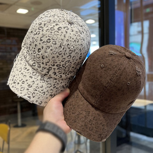 经典豹纹棒球帽子女复古时尚百搭加宽帽檐春夏季新款防晒帽鸭舌帽