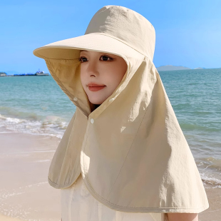 全方位防晒帽子女2026夏季新款大帽檐遮阳帽披肩护颈一体防紫外线