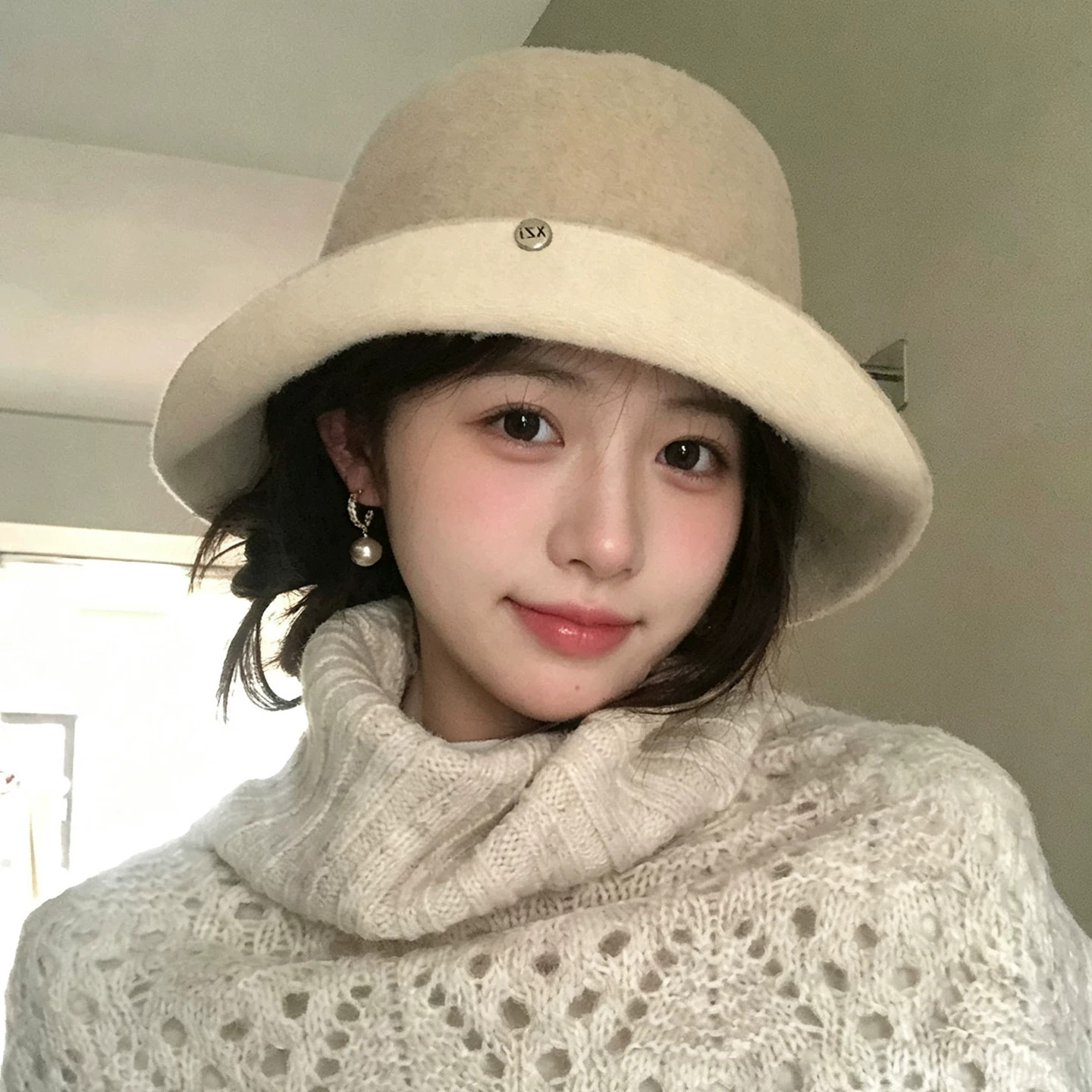 秋冬日系羊毛渔夫帽女保暖显脸小