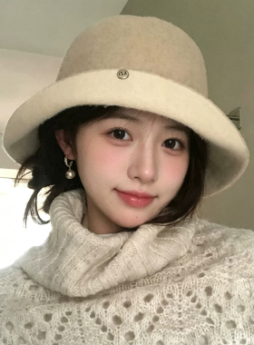秋冬日系羊毛渔夫帽女保暖显脸小