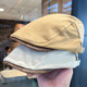 薄款 夏季 透气百搭遮阳帽 复古纯色皮檐拼接贝雷帽子女款 前进帽美式