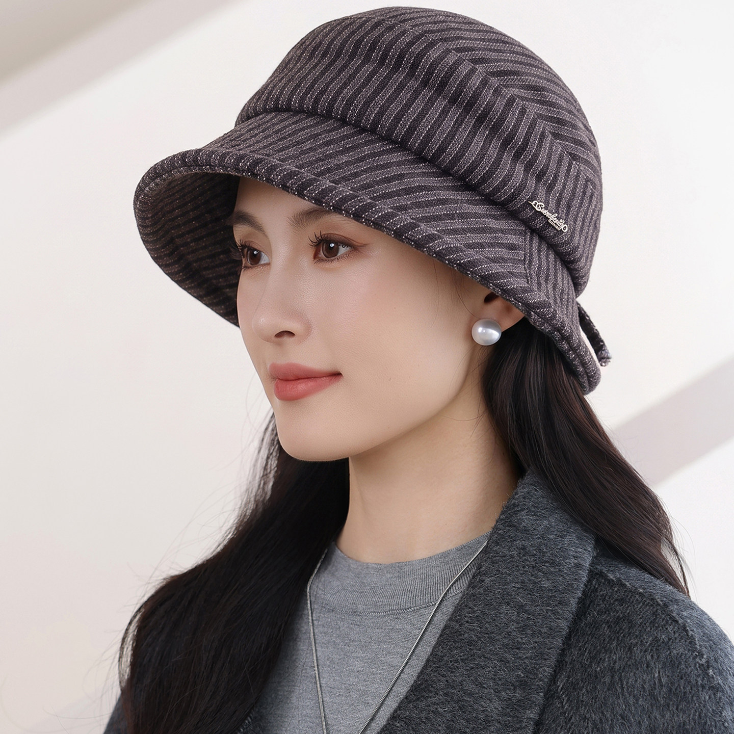 韩版宽檐显脸小蝴蝶结渔夫帽女