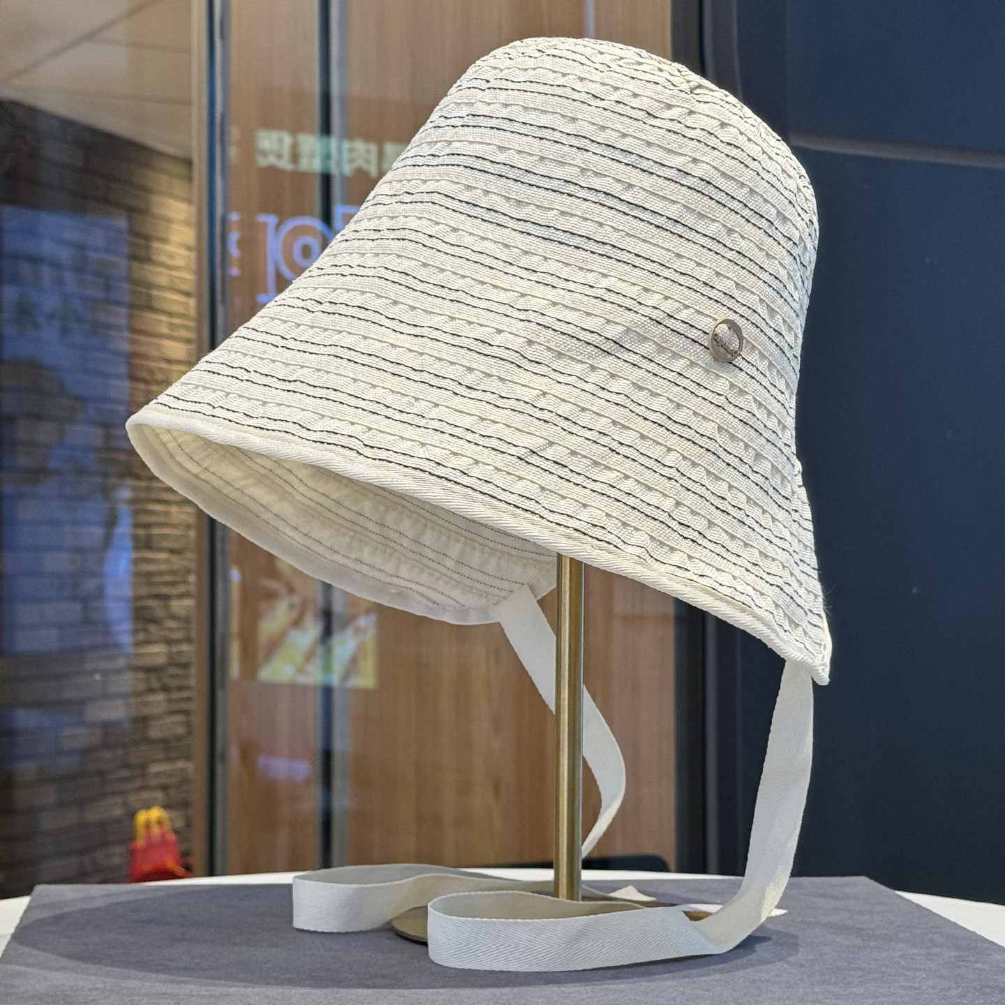 条纹渔夫帽子女款2026春夏季新款宽檐防晒遮阳帽百搭显脸小水桶帽