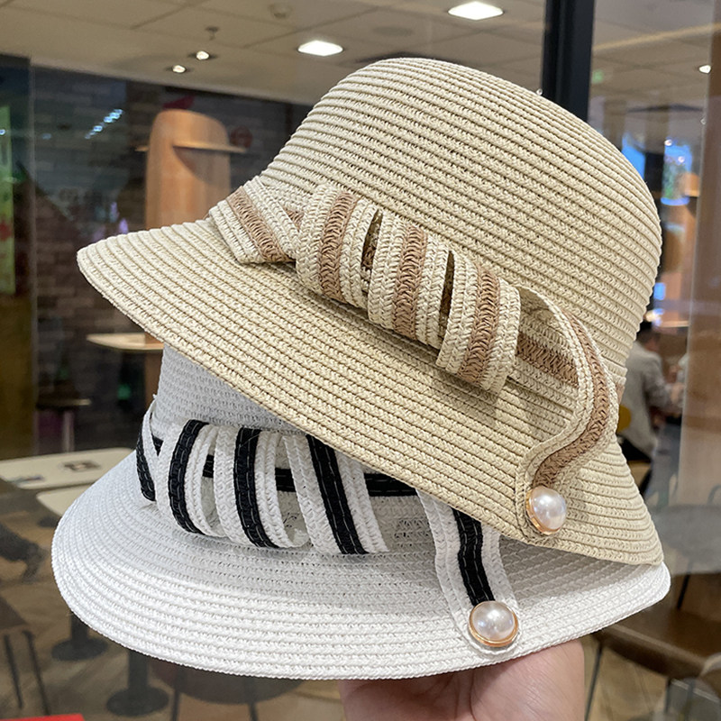 夏季遮阳防晒渔夫帽子女款2026新款草编透气修饰脸型显脸小防晒帽
