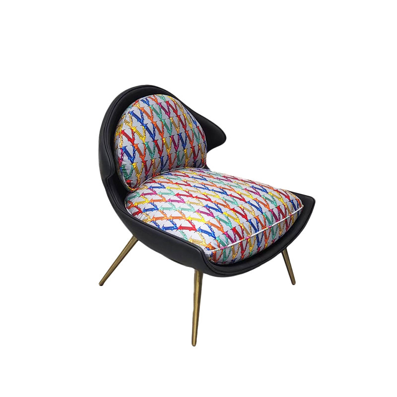 沙发椅意式轻奢versace巴洛克印花布艺单人椅别墅客厅真皮休闲椅