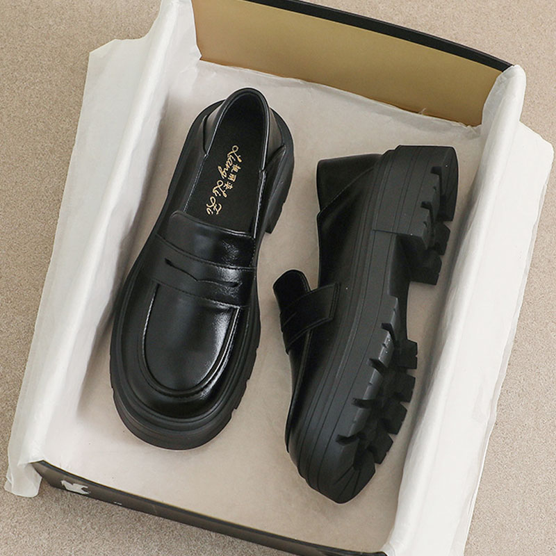 法式高级感小个子增高乐福鞋厚底