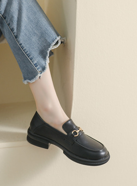英伦小皮鞋女大码41-43一脚蹬单鞋软底乐福鞋厚底小码女鞋323334