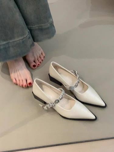 羊皮版~法式配裙子高跟鞋女百搭