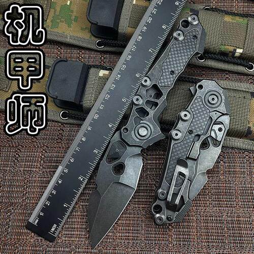 清货机甲师D2钢折叠刀户外高硬度