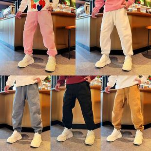 新款 休闲裤 百搭休闲时尚 宽松拼接加绒加厚束脚男款 潮流个性 冬季