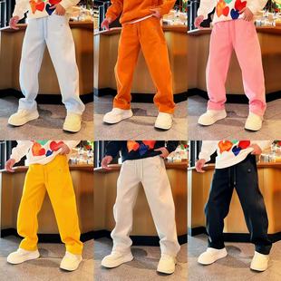 松紧腰加绒休闲裤 简约休闲百搭秋冬帅气拼接设计感个性 贴布男士