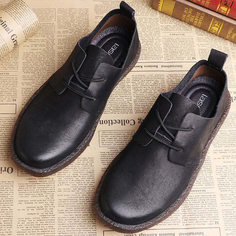 남성 가죽 신발  부드러운 가죽 탑 레이어 소 가죽 경량 남성 신발 영국 통기성 운전 신발 부드러운 단독 다목적 캐주얼 신발