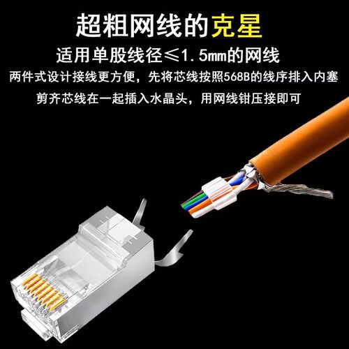 七类屏蔽两件式水晶头CAT7超六类