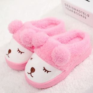 亲子可爱防滑软底男童室内拖鞋 女童宝宝卡通拖鞋 儿童棉拖鞋 秋冬季