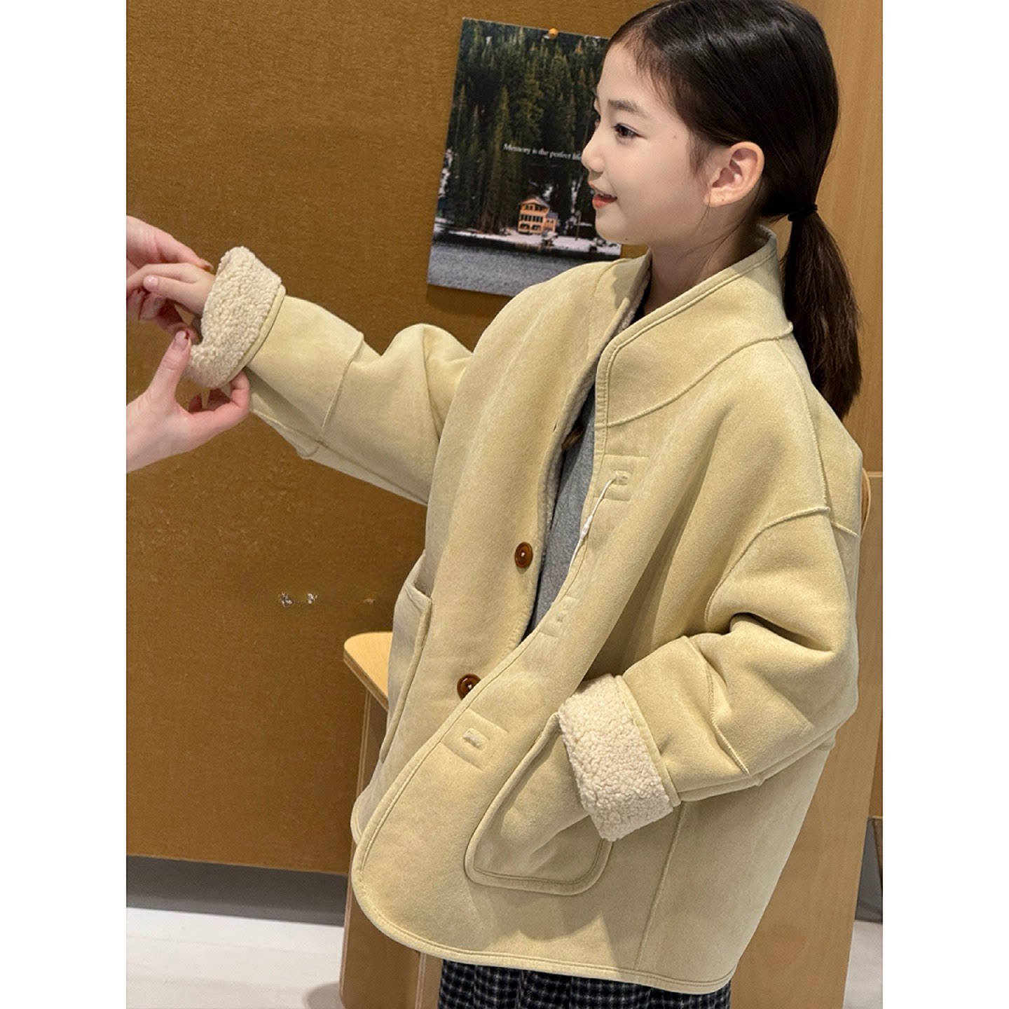 韩国童装女童双面穿外套2025新款儿童洋气皮毛一体夹克衫秋冬款潮