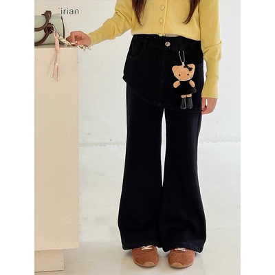 时髦牛仔裤大童微喇叭裤