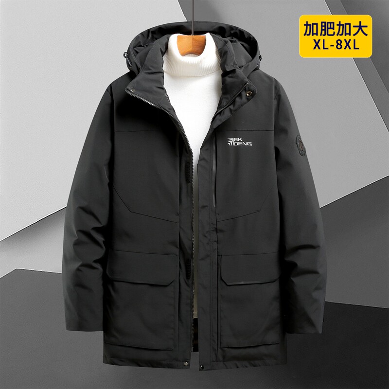 特大码工装羽绒服男短款加肥加大号超厚300斤潮胖子冬季加厚外套