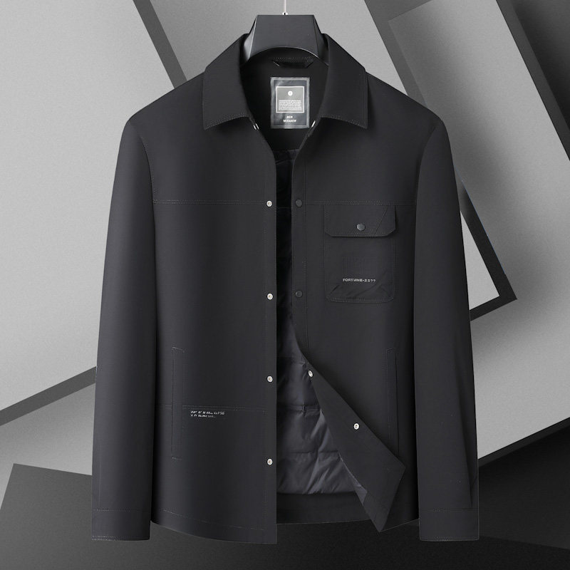 轻薄羽绒服男士特大码翻领夹克衫秋冬款胖子宽松休闲90白鸭绒外套