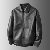 加肥加大码 外套皮夹克皮衣宽松休闲羊皮休闲百搭保暖夹克外套男装