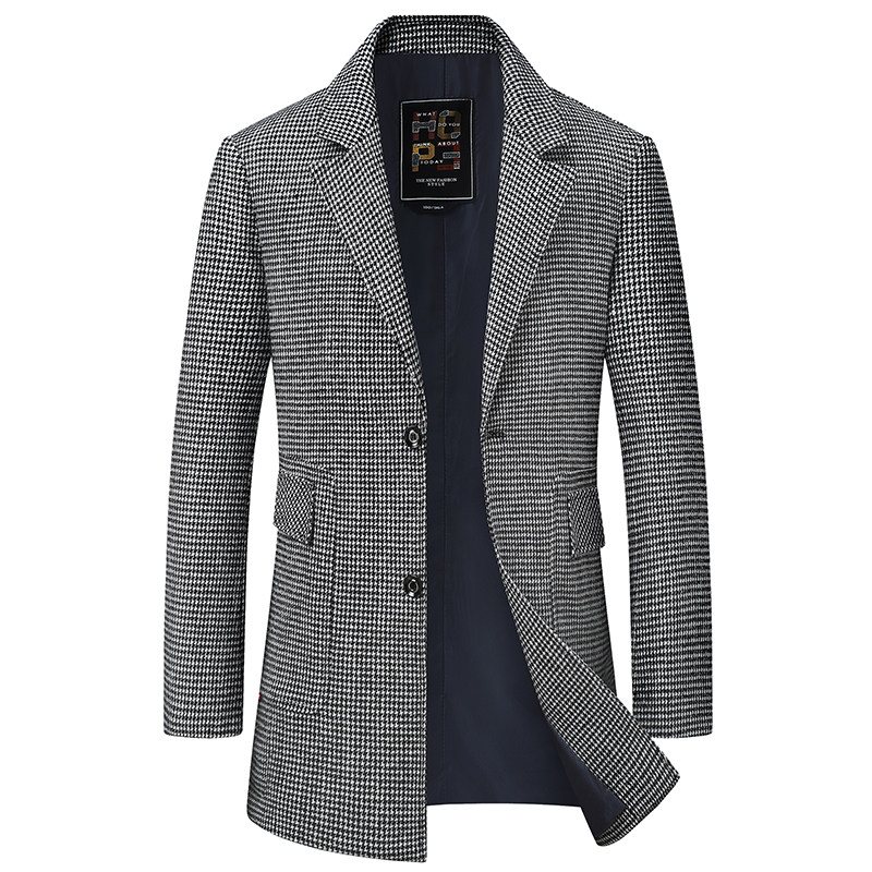 大码呢子外套男秋冬季加肥加大休闲中长款风衣胖子宽松西服领大衣