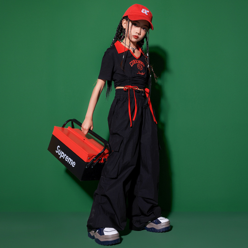 女童爵士舞服装帅气日系街舞演出服套装少儿hiphop走秀舞台潮JZAA