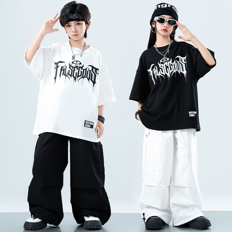 儿童街舞popping套装男嘻哈帅气演出服定制印字hiphop小学生班服