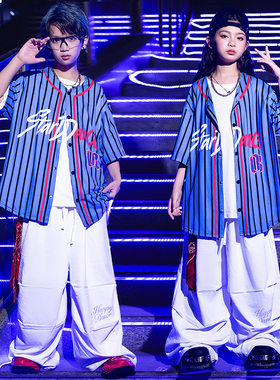 嘻哈儿童街舞潮服套装男童酷帅棒球服少儿hiphop潮牌街舞表演出服