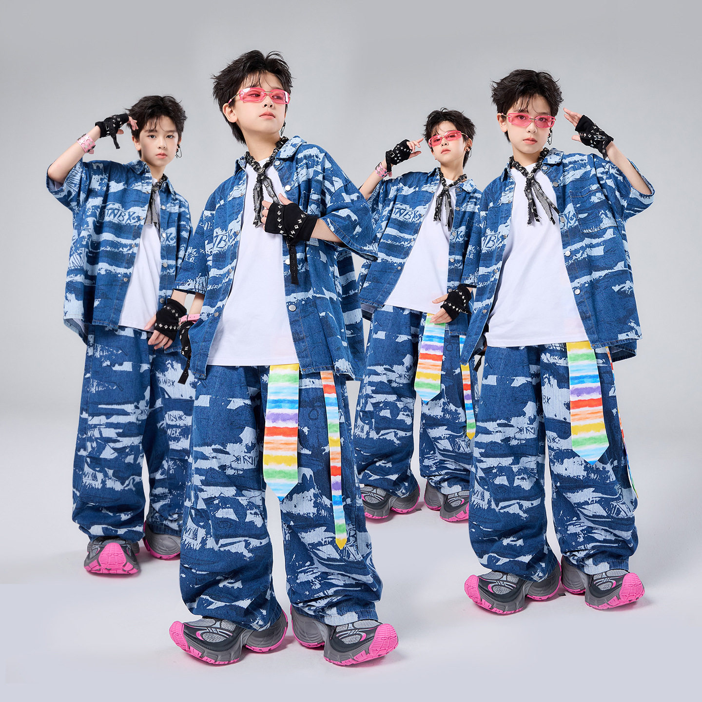 儿童嘻哈街舞架子鼓斑马纹套装