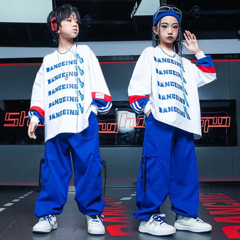 西海岸儿童街舞潮服架子鼓模特HIPHOP演出服少儿酷炫春秋长袖套装