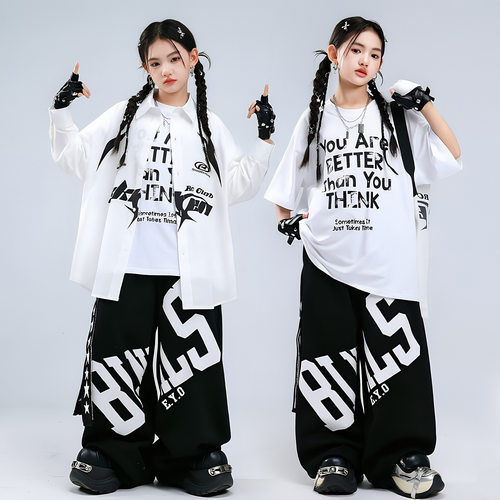 儿童街舞潮服男女童酷帅机车风衬衫breaking舞蹈服架子鼓演出服装