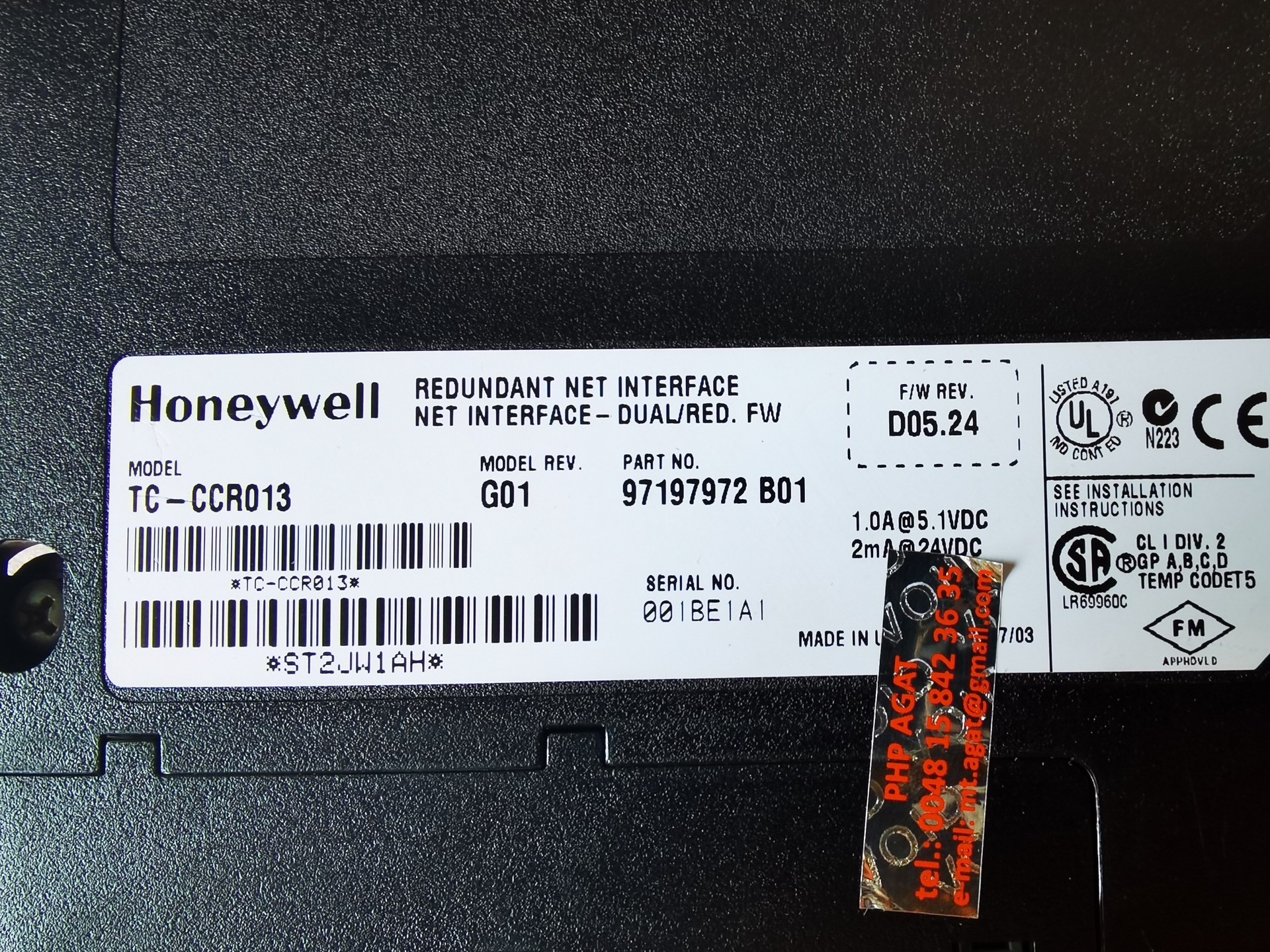 Honeywell TC-CCR013
