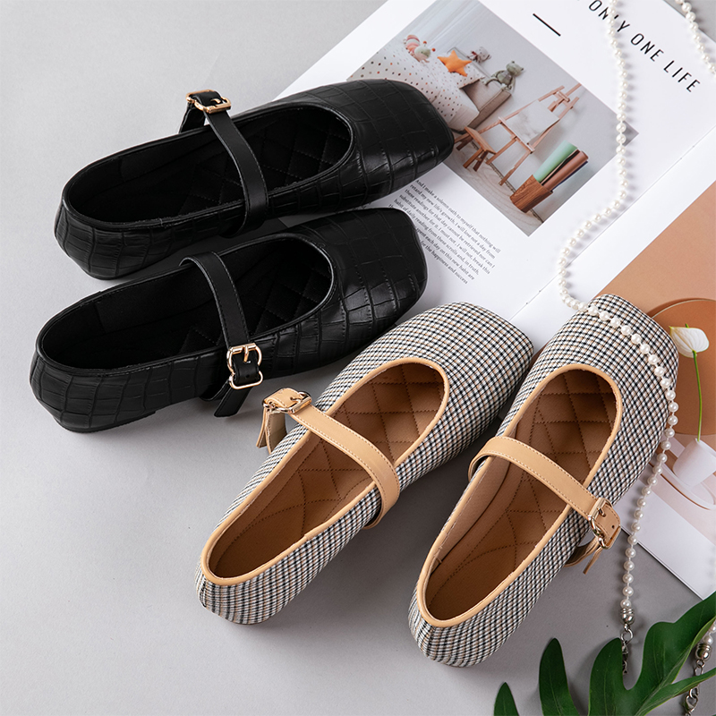 2025春夏新款女镂空拼色玛丽珍鞋