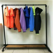 包邮 店挂衣架展示架带滚轮 乡村铁艺实木复古做旧LOFT创意服装 美式