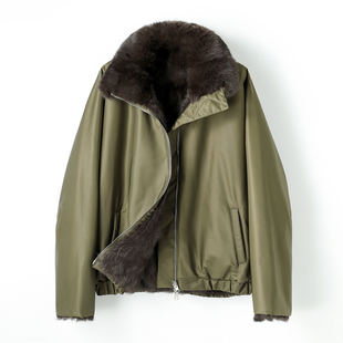 派克服女皮草外套时尚 双面穿獭兔毛内胆皮毛一体 海宁2025秋冬新款