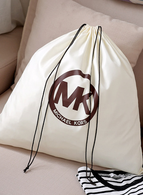 29包邮 色丁布方形大中小号米白色抽绳束口袋 拉绳收纳袋m家包袋