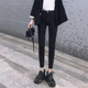 毛边九分铅笔裤 小脚2026流行新款 女网红春季 黑色八分小个子牛仔裤