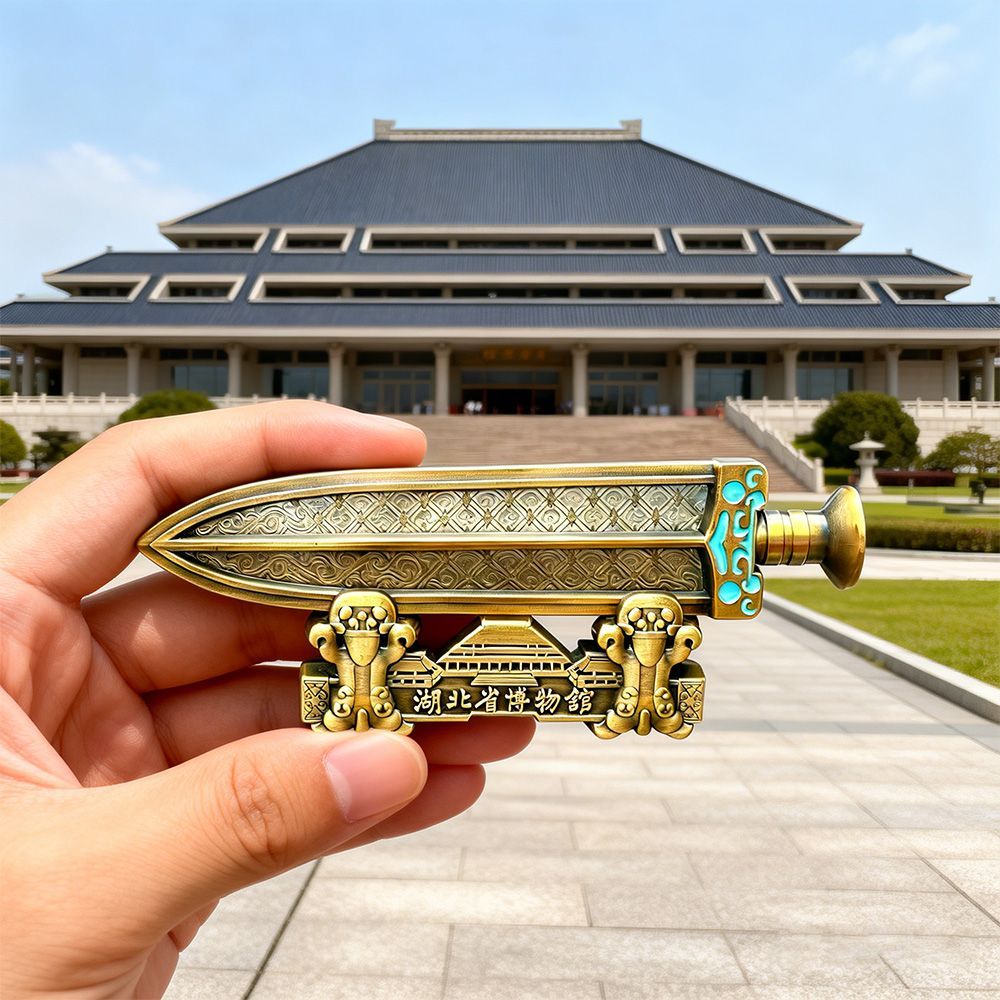 国潮湖北博物馆越王勾践剑冰箱贴文创文物树脂磁吸贴家居装饰礼品