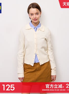 GU极优 女装蓬松感polo针织开衫毛衣外套2026年秋季新品 B360805