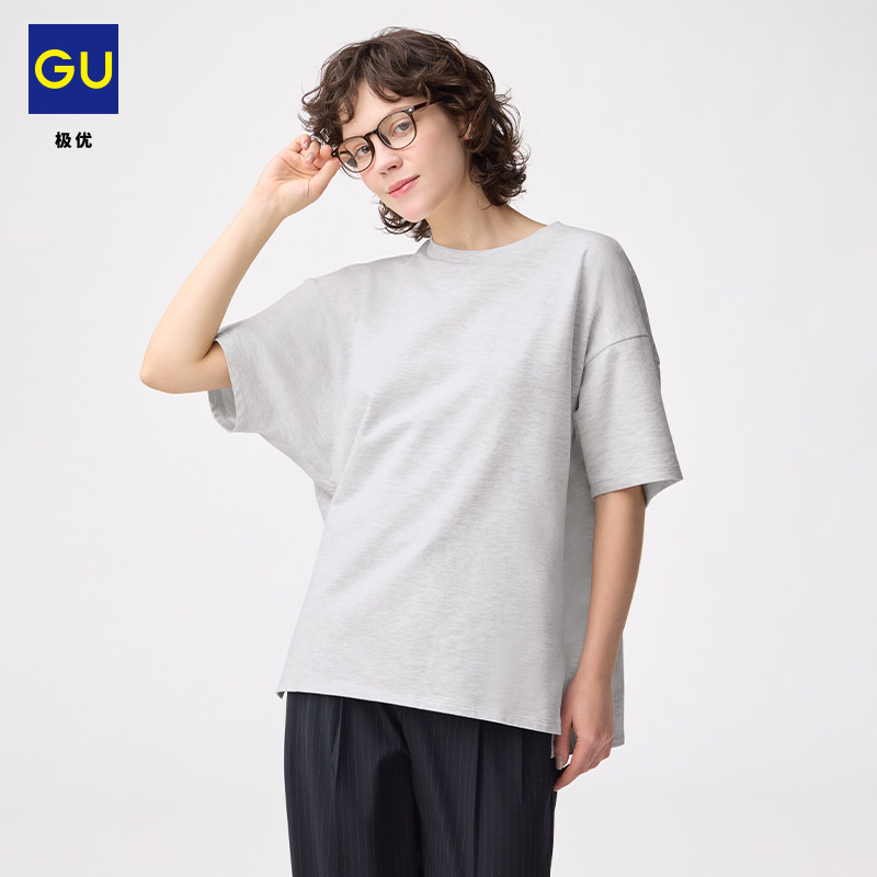 GU极优 女装花式袖T恤圆领宽松休闲百搭2026年夏季新品 B359596图片