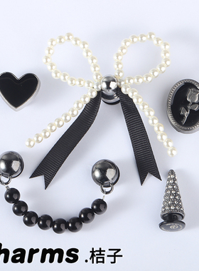 洞洞鞋配饰适配Crocs鞋花装饰品智必星鞋扣配件DIY混搭银黑色金属