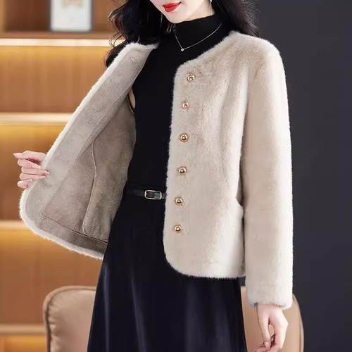 皮毛一体仿水貂绒短款加厚毛毛