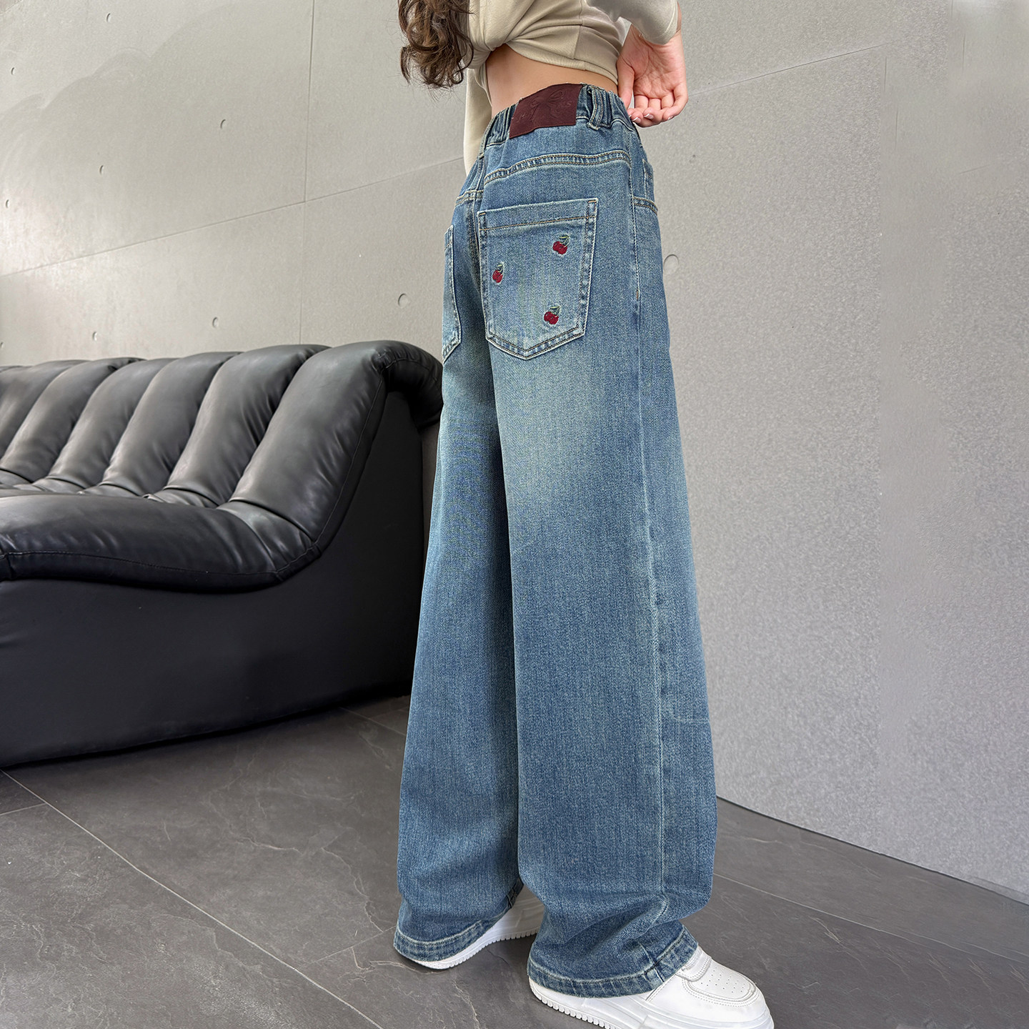 女童牛仔裤春秋新款直筒长裤