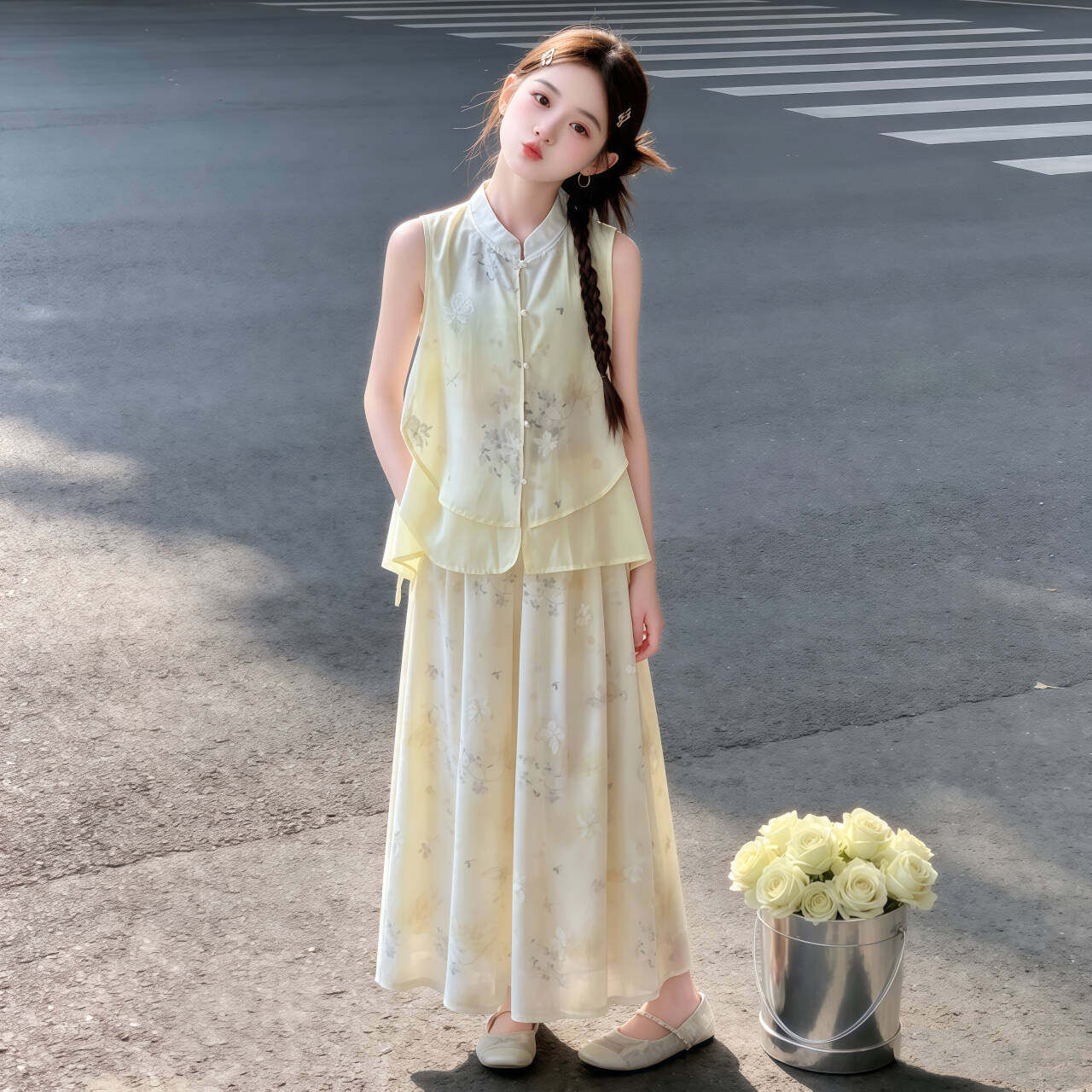 女童新中式套装夏季2026新款儿童中国风唐装汉服女大童巨好看裙裤图片