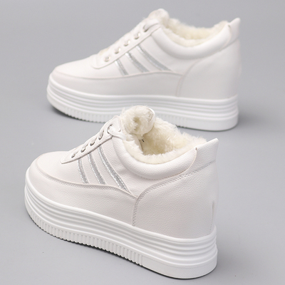 加绒保暖厚底8cm原宿女单小白鞋