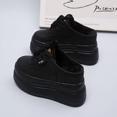 内增高10cm包头半拖鞋 小个子松糕厚底外穿一脚蹬懒人鞋 加绒无后跟