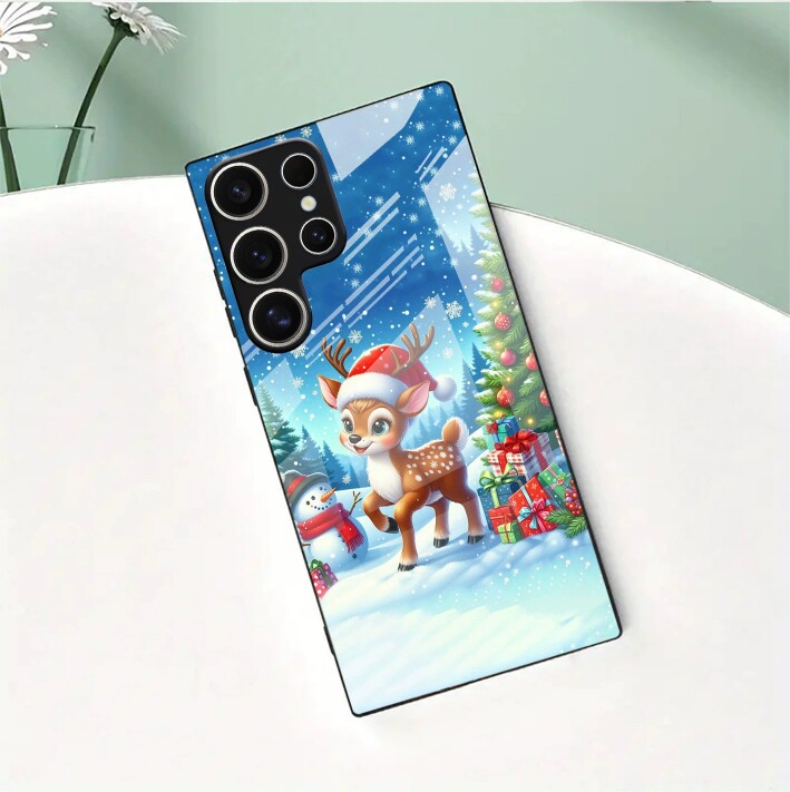 SamsungS25ultra三星S24fe手机壳圣诞S23u女s22+玻璃14麋鹿a55秋冬a54老人53case52适用34苹果16男17plus新年