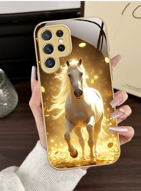 A56苹果17马年SamsungS23+三星S24ultra手机壳26加S25FE孔雀22u马54玻璃14男case55适用16plus女21新年15金色